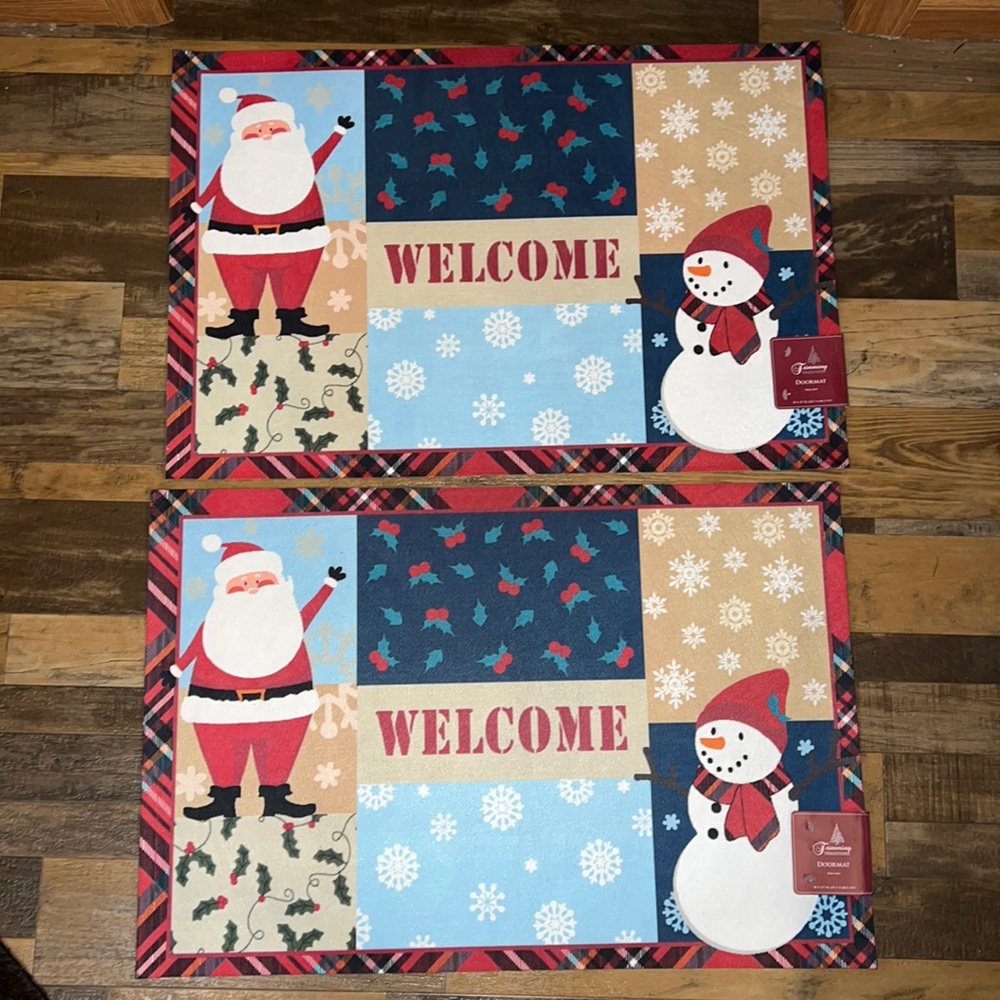 2- Trimming Traditions Santa and Snowman Doormat ⛄️🎅🏻